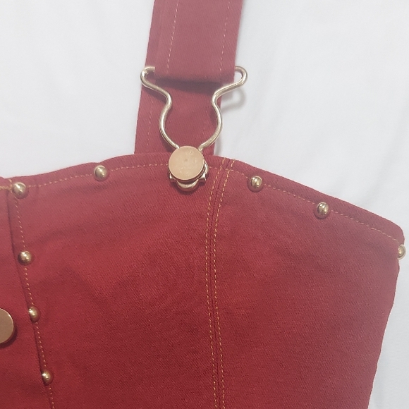 Dance & Marvel Red Crop Top with Gold Embellishments - Picture 8 of 13